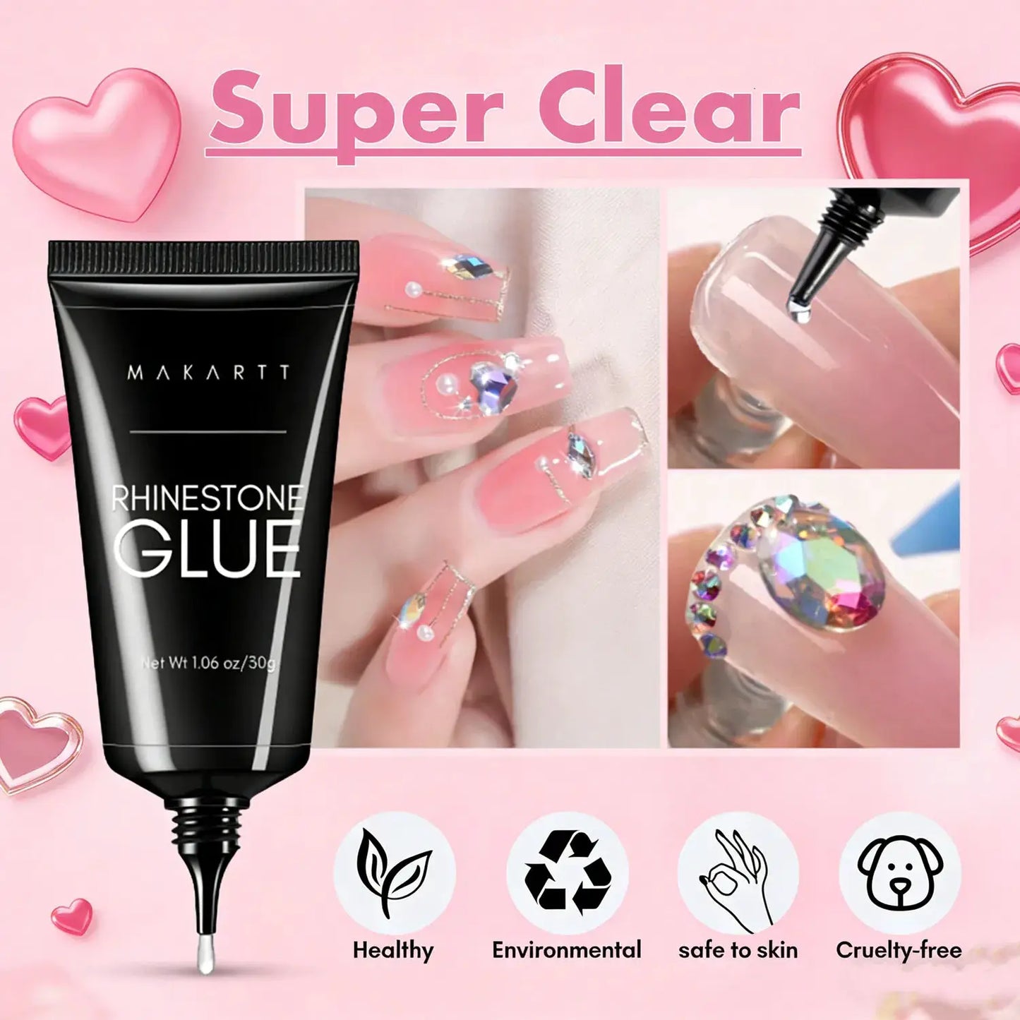 Makartt Nail Rhinestone Glue, Gel Nail Glue for Rhinestones for 3D Design Super Strong Adhesive Nail Gem Glue for Christmas DIY by All Mart Bristol Ltd