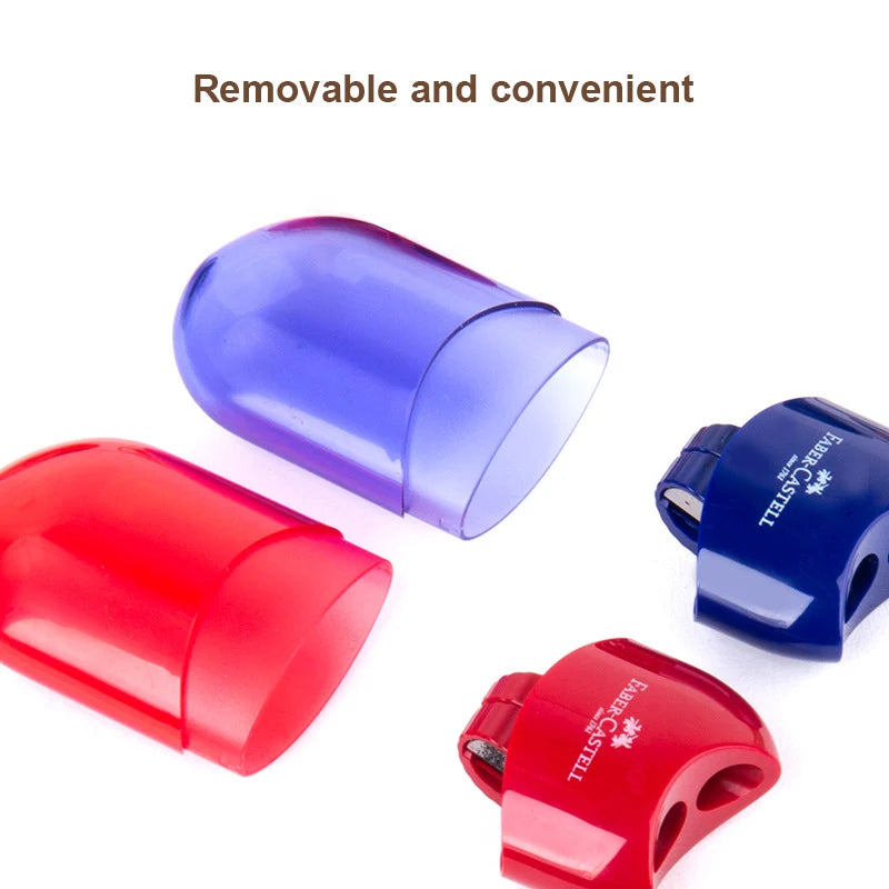 Faber Castell Cute Pencil Sharpener Double Hole with Container Plastic Student School Stationery Mini Manual Pencil Sharpeners by All Mart Bristol Ltd