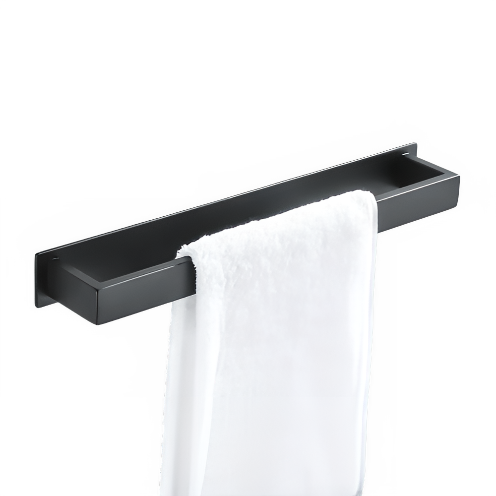 Black Stainless Steel Towel Holder No Drill Wall Shower Towel Shelf Kitchen Towel Hanger Rail Bathroom Towel Rack Self Adhesive by All Mart Bristol Ltd