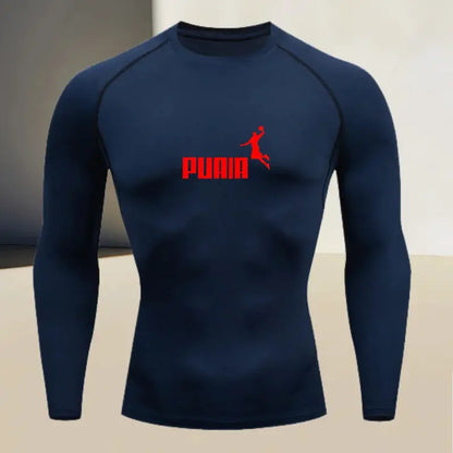 Men's long sleeved round neck thin sports tight fitting quick drying T-shirt, muscle shapewear, high stretch fabric by All Mart Bristol Ltd