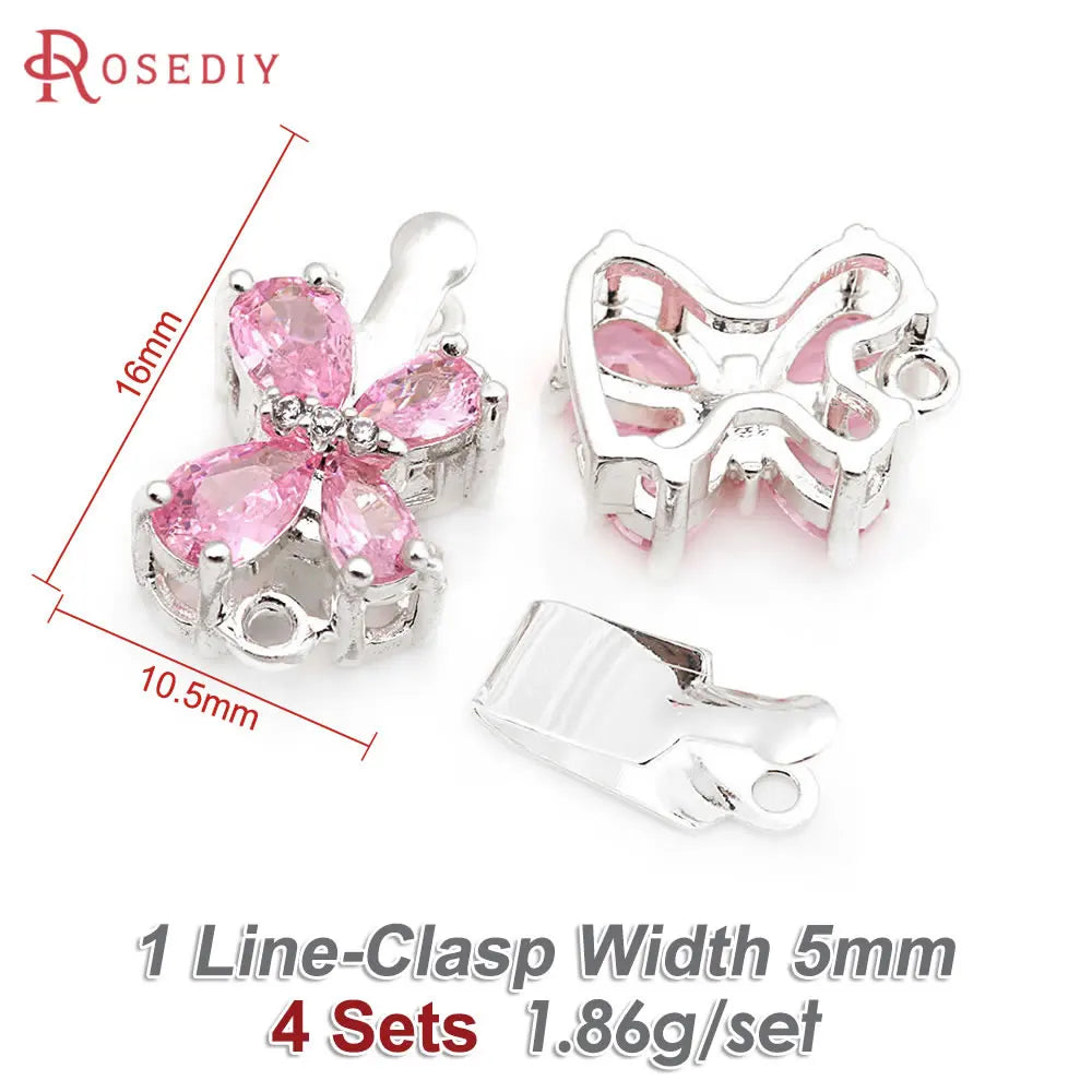 18K Gold Color Brass and Zircon Butterfly 1 Line and 2 Line Necklaces Connect Clasps Diy Jewelry Making Accessories Materials