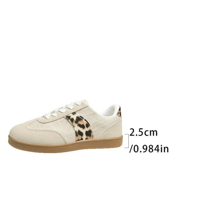 Round Toe Lace-up Vintage Leopard Print German Training Shoes by Dropshipman