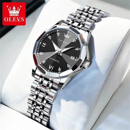 OLEVS Women's Watches Trend Elegant Sparkling Shining Diamond Scale Original Automatic Mechanical Wristwatch for Lady Waterproof by All Mart Bristol Ltd