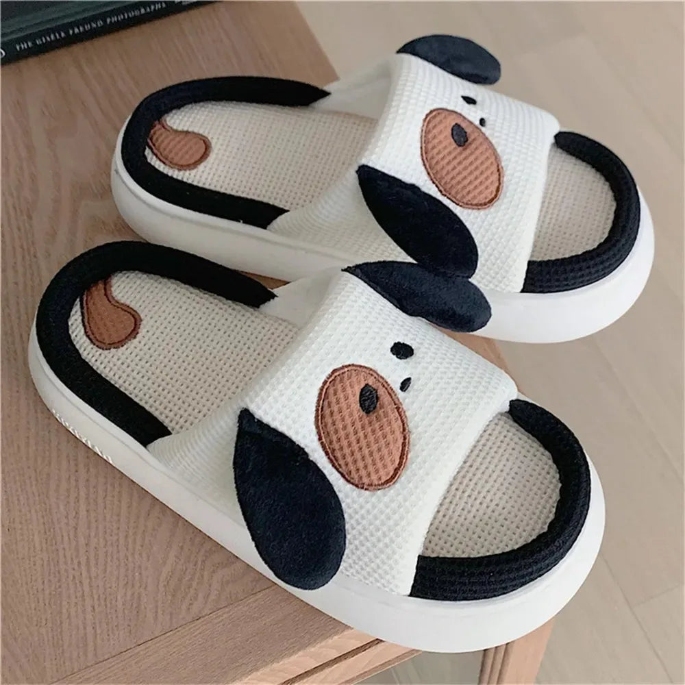 Home Linen Slipper for Women Cute Bunny Clouds Flip Flops Female Design Cozy Shoes Slides Four Season Platform Couples Sandals by All Mart Bristol Ltd