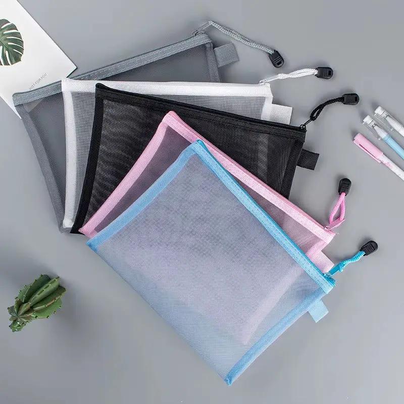 Nylon Mesh File Bag A4 A5 A6 Transparent Zipper Test Paper Information Bag Office Student Pen Bag Subject Bag Puzzle Storage Bag by All Mart Bristol Ltd