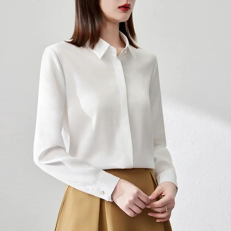 Graceful Satin Top OL Business Clothing Shirt For Women by Dropshipman