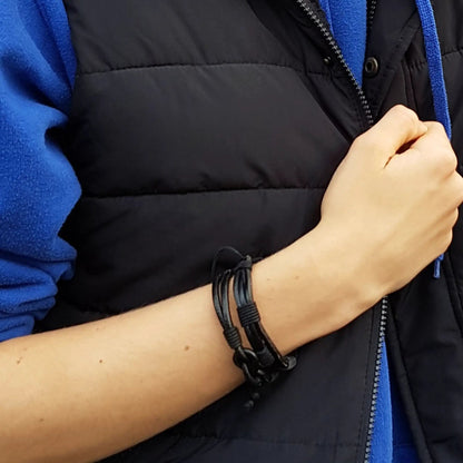 Black Men's Leather Knot Bracelet by Aye Do Gifts