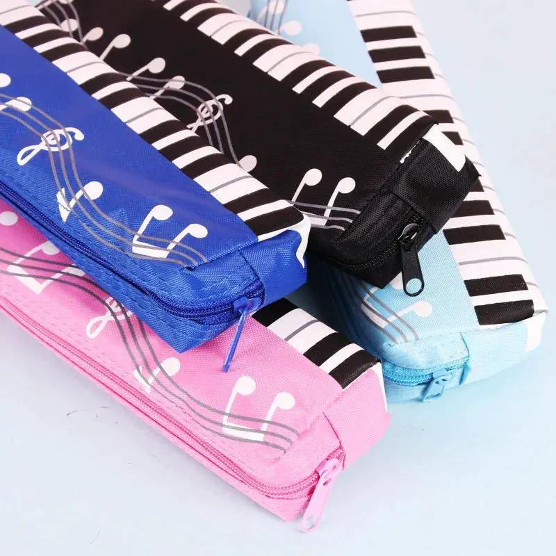 Creative Novelty Student Pencil Case Square Single Layer Oxford Cloth Pen Bag for Girls Boy Musical Note Piano Stationery Pouch by All Mart Bristol Ltd