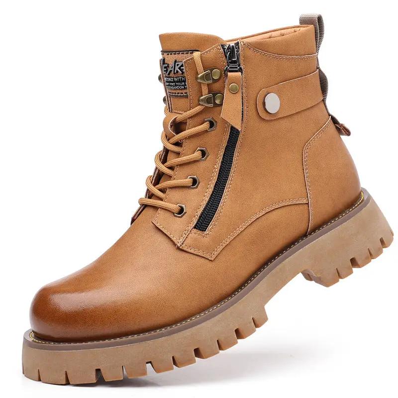 Men's High-top Velvet Thermal Height Increasing Leather Boots by Dropshipman
