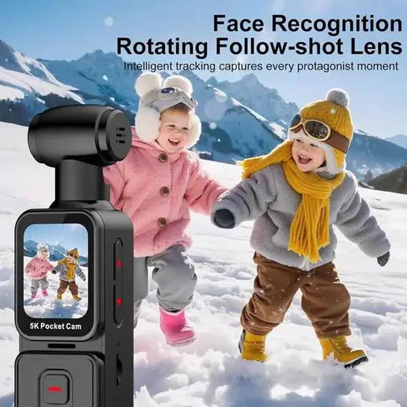 5K Stabilization Sports Camera Portable Recorder Handheld Pocket Outdoor Cycling Kids' Camera High-Pixel with AI Anti-Shake & IPX7/8 Waterproof Features - Clip, Water Proof, Screen by All Mart Bristol Ltd