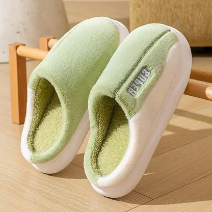 Thick-soled Fleece-lined Non-slip Plush Slippers For Men And Women To Wear At Home by Dropshipman