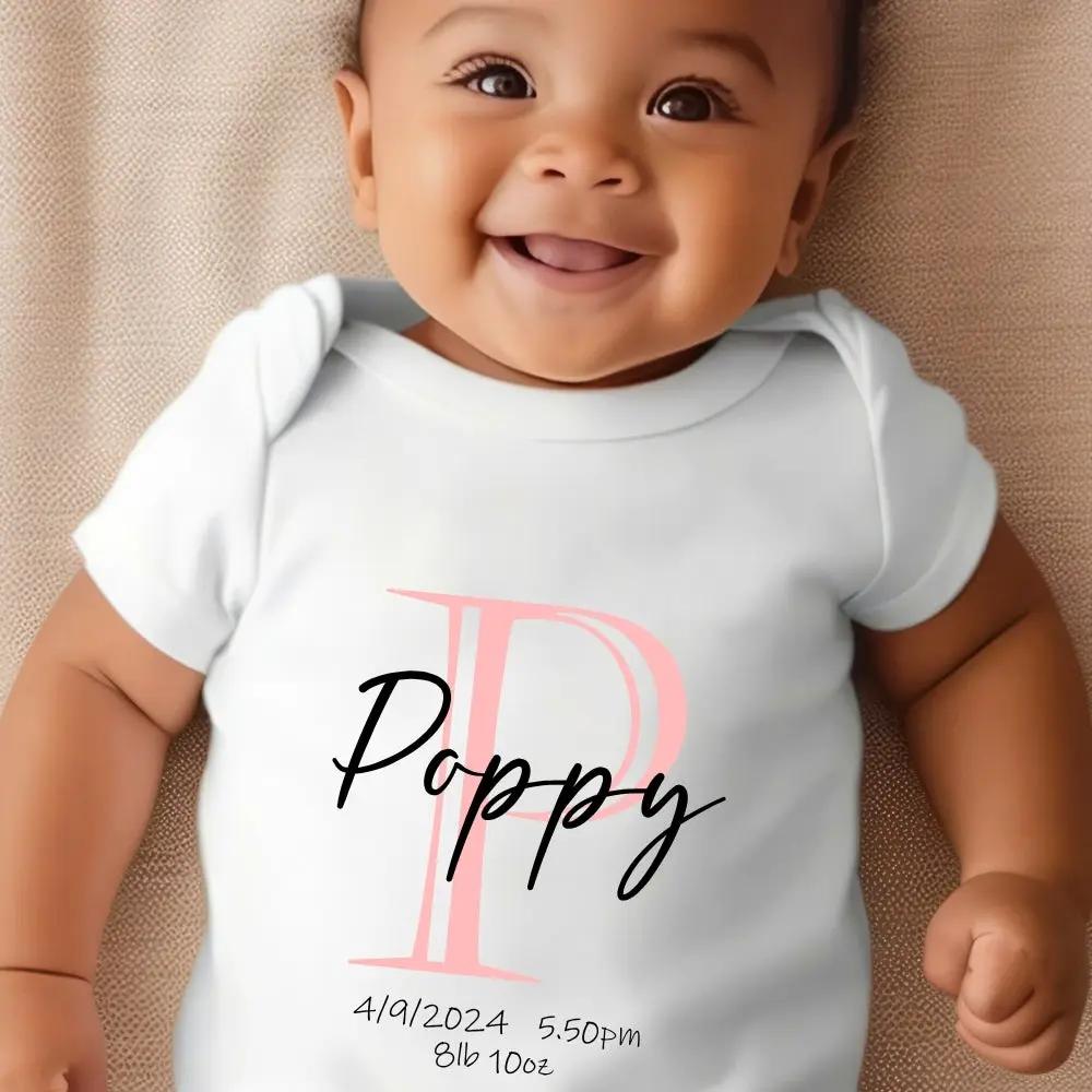 Personalised Pink Initial Name Baby Outfit: Bib, Vest, Baby Grow by Aye Do Gifts