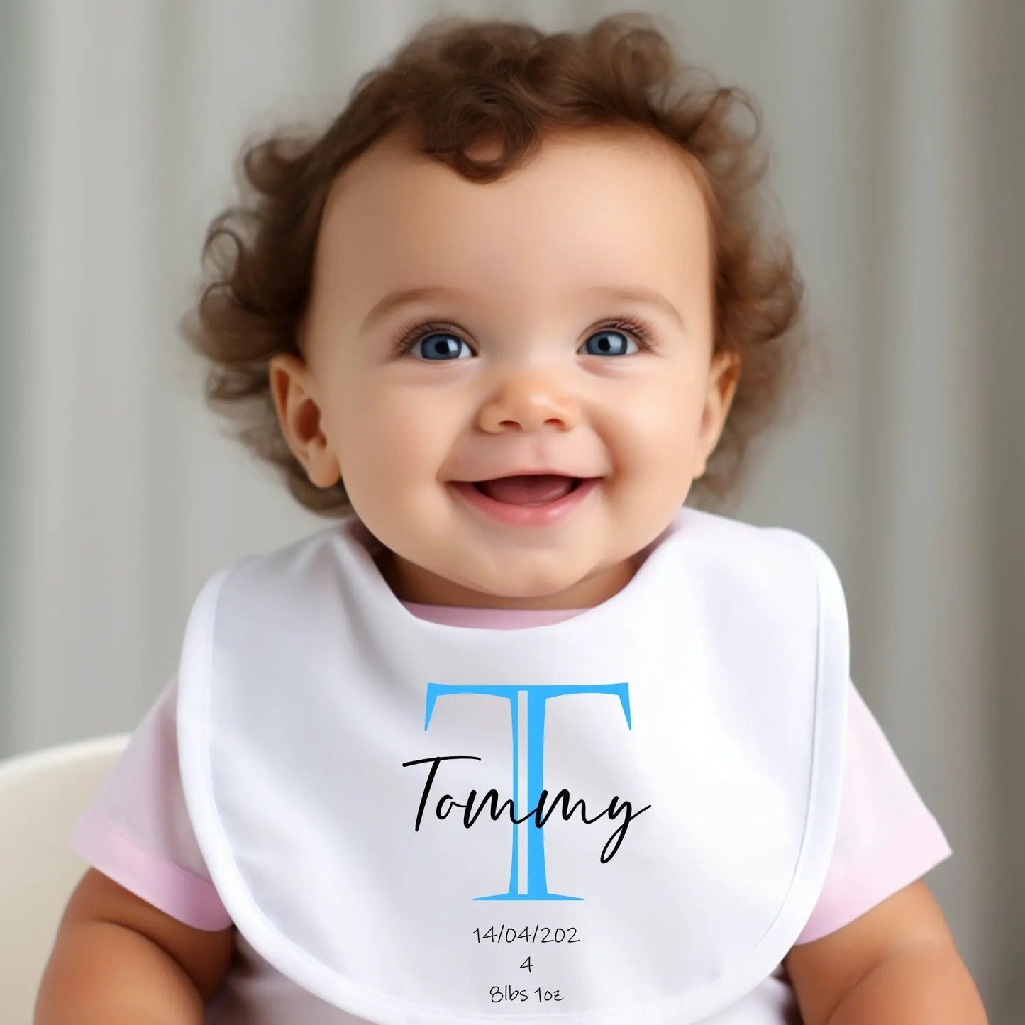 Personalised Blue Initial Baby Outfit: Bib, Vest, Grow by Aye Do Gifts
