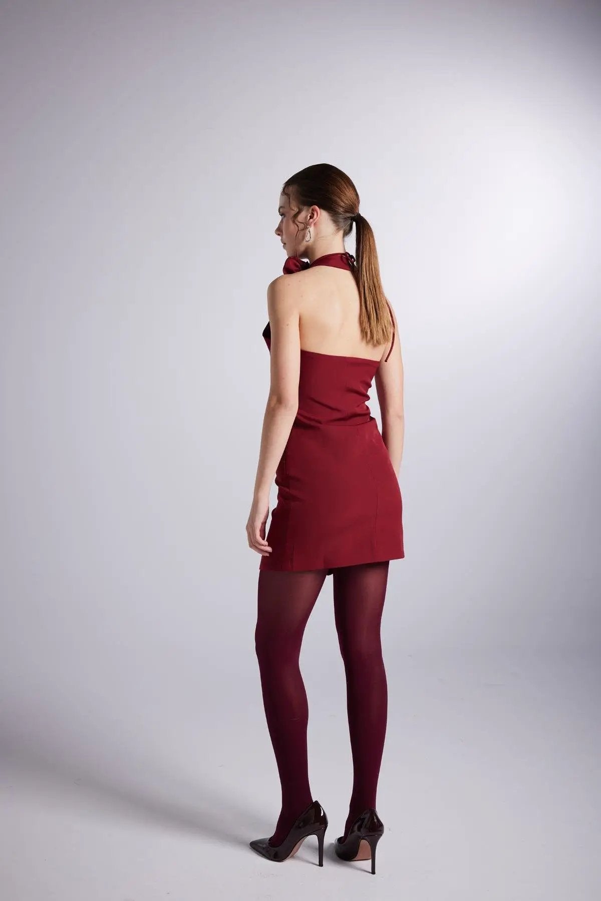 Becca Burgundy Rose Accessorized Mini Dress by Holly Lolly