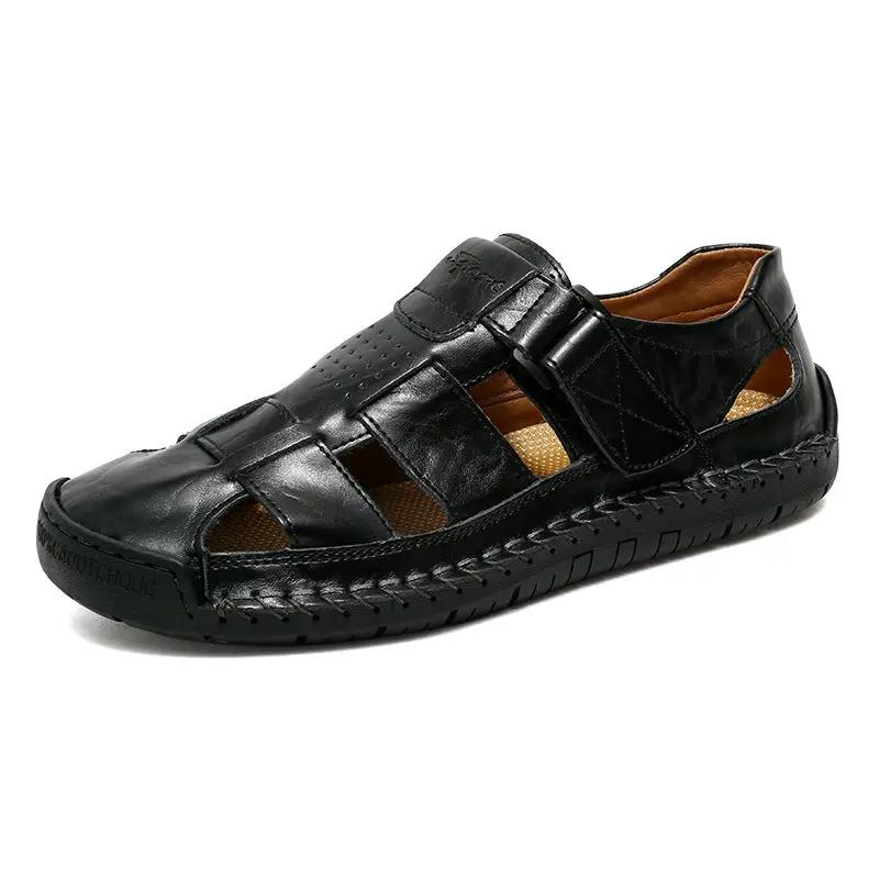 Handmade Stitching Leather Casual Beach Men's Sandals by Dropshipman
