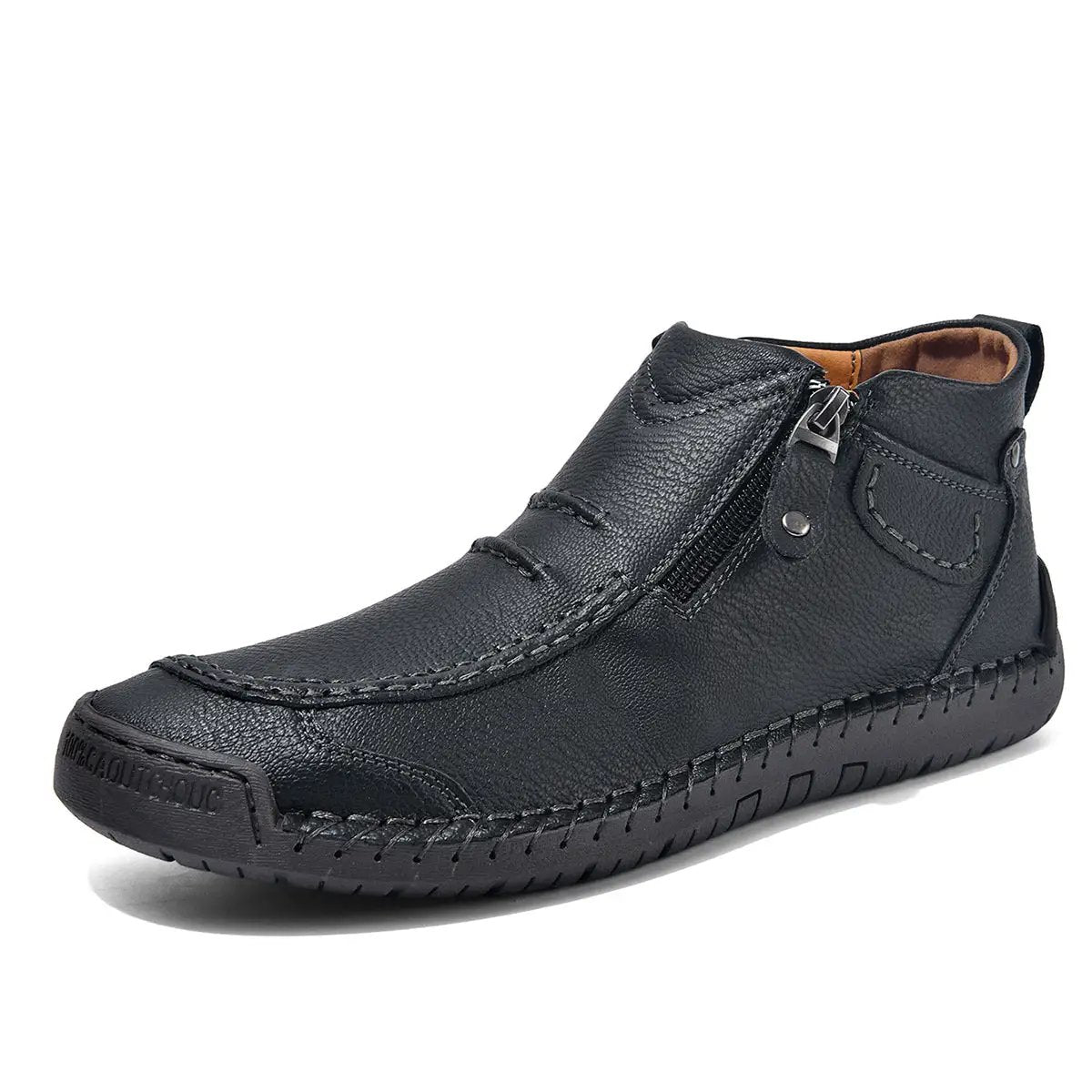 Men's Flats Ankle Boots Fashion Casual Side-zipper Boot Temperament Commuter Shoes by Dropshipman