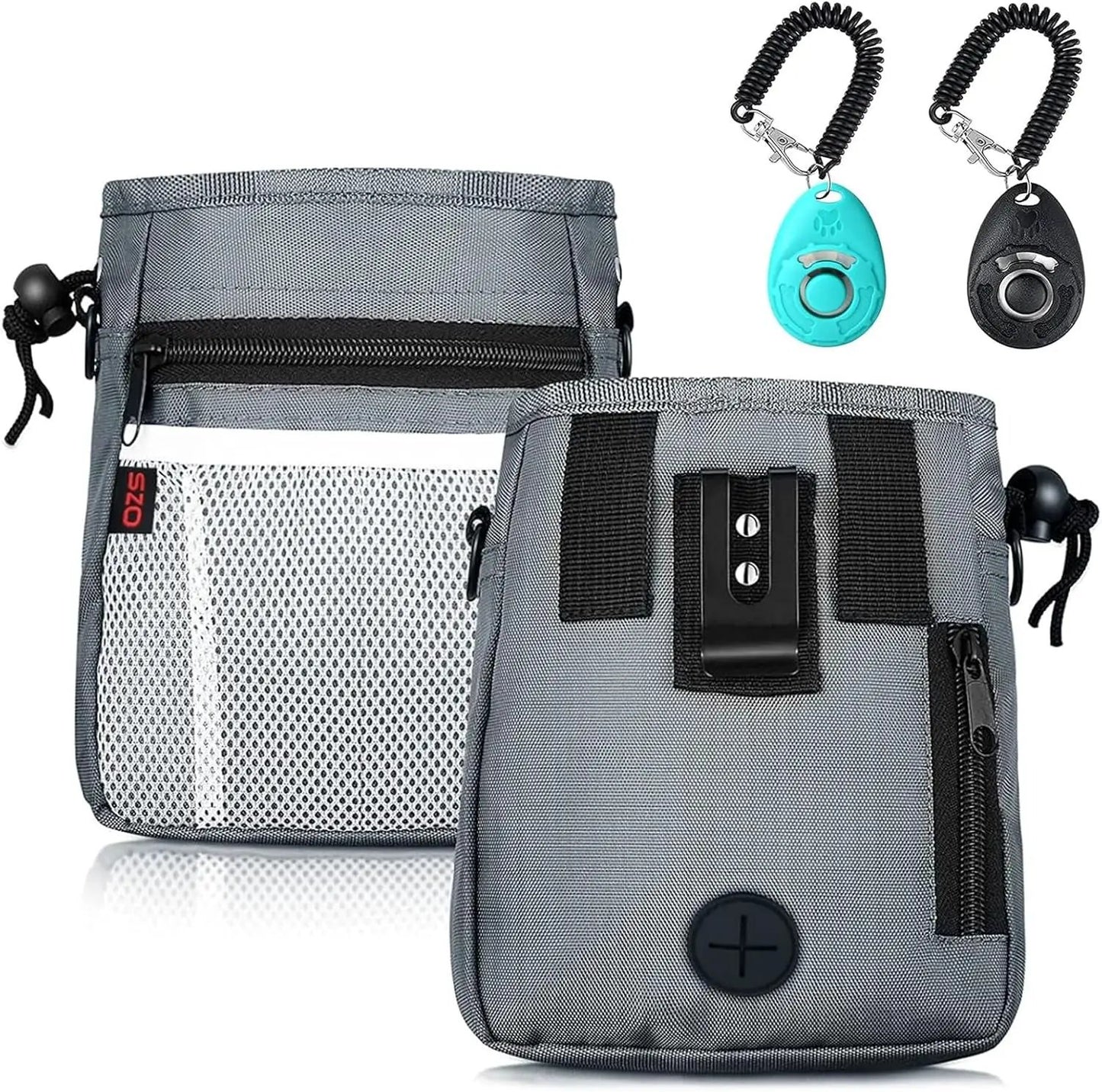 Stylish Versatile Dog Treat Pouch with 3 Wear Options & 2 Clickers - Ideal for Training with Waist Belt & Shoulder Strap by All Mart Bristol Ltd