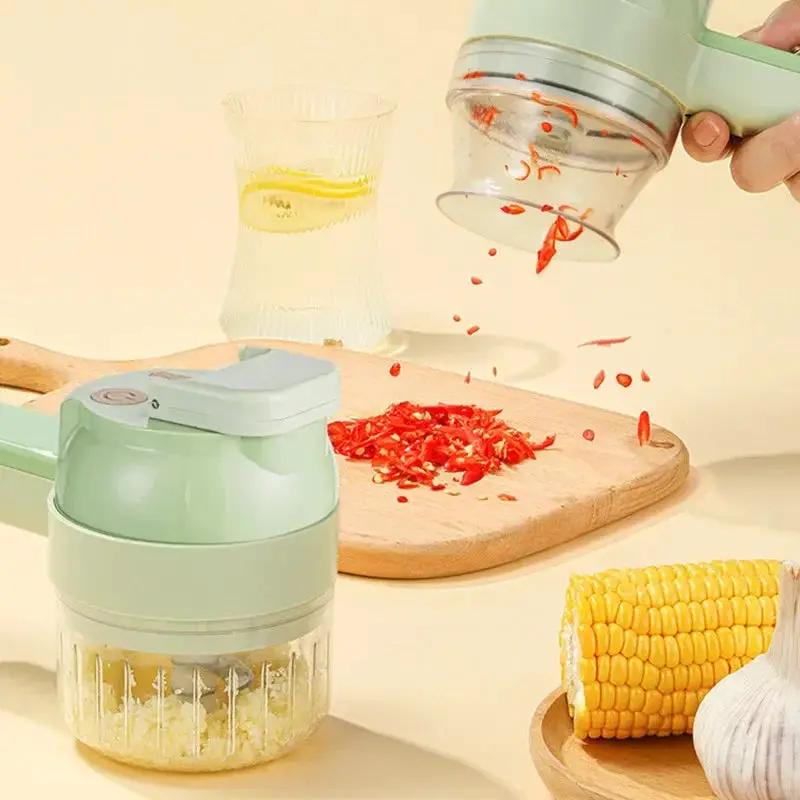 New Multi-Functional Vegetable Cutter Wireless Electric Garlic Beater Cut Onion Chili Processor Handheld Gatling Cooking Machine by All Mart Bristol Ltd