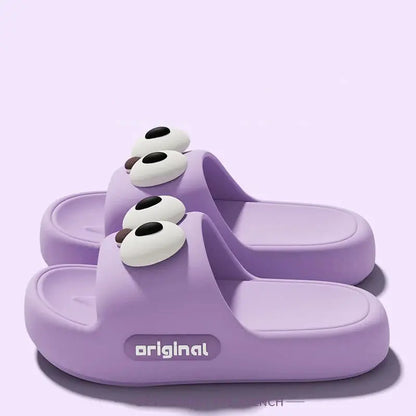 Cute Big Eyes Decorat Couple's Indoor Slippers Summer 2026 Comfort Thick Bottom Home Slippers Lightweight Non Slip Slides Women by All Mart Bristol Ltd