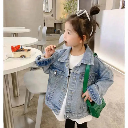 Baby Girls Denim Coat Children's Fashion Jacket Spring Kids Casual Outerwear Autumn Teens Loose Button Clothes 2-10 Years Old by All Mart Bristol Ltd