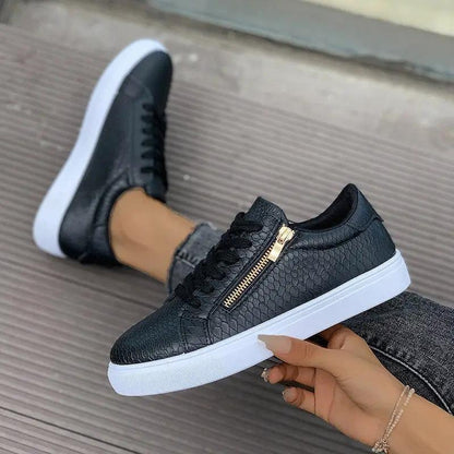 Versatile Women's Casual Sneakers With Side Zipper by Dropshipman