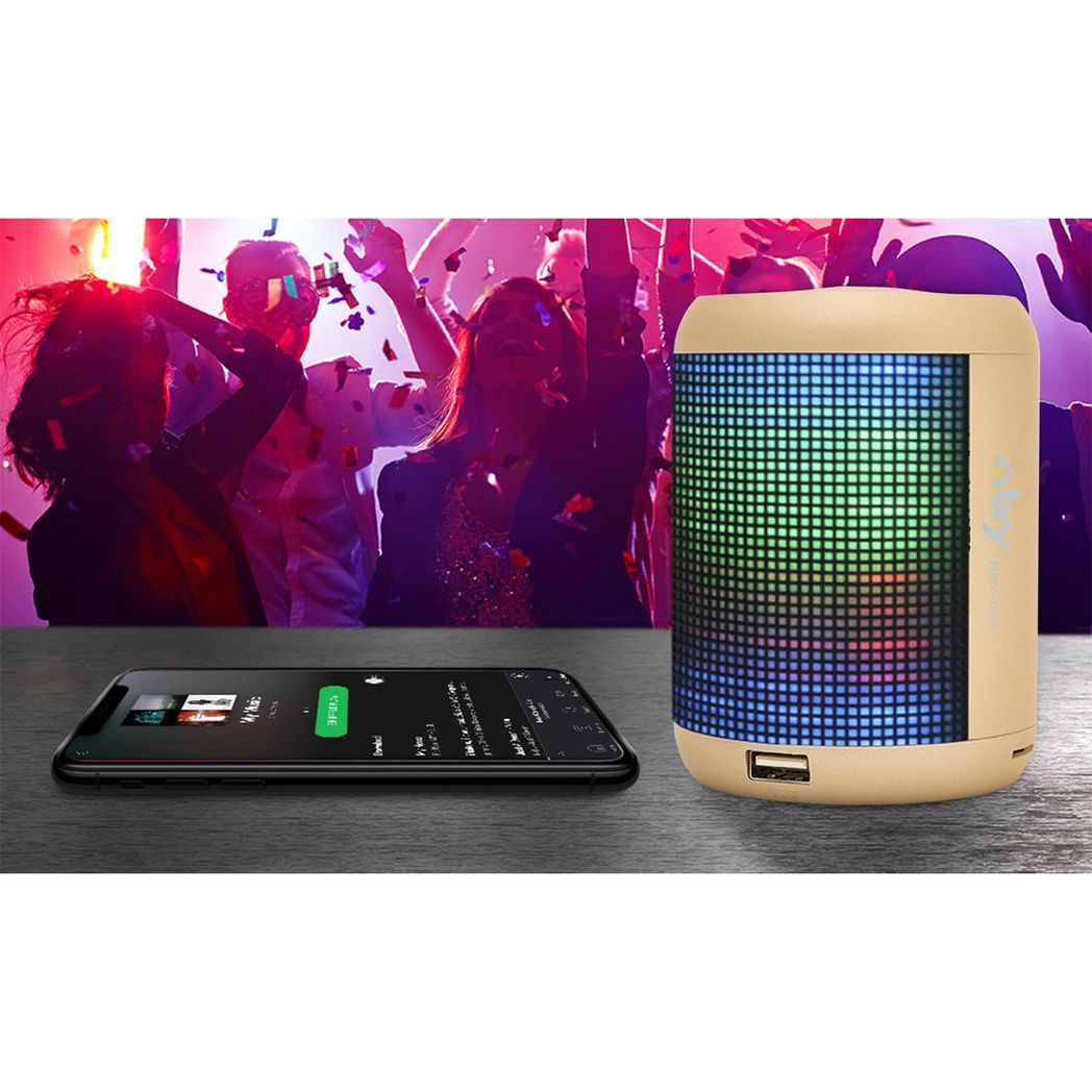 NBY Small Sound Activate LED Light Bluetooth Speaker And Dancing Fountain, Gold by NBY