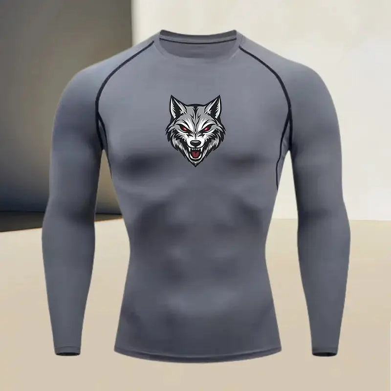 Men's long sleeved round neck thin sports tight fitting quick drying T-shirt, suitable for bodybuilding and physical training by All Mart Bristol Ltd
