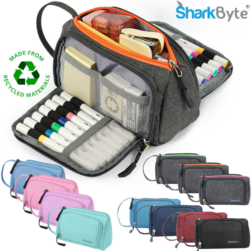 Large Capacity Pencil Case 3 Compartment Stationery Pouches Makeup Bag Storage by All Mart Bristol Ltd