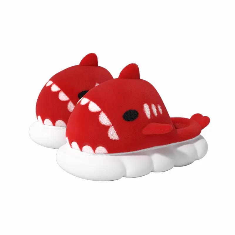 5cm Thick Soled Small Fat Pier Shark Cotton Slippers For Men by Dropshipman
