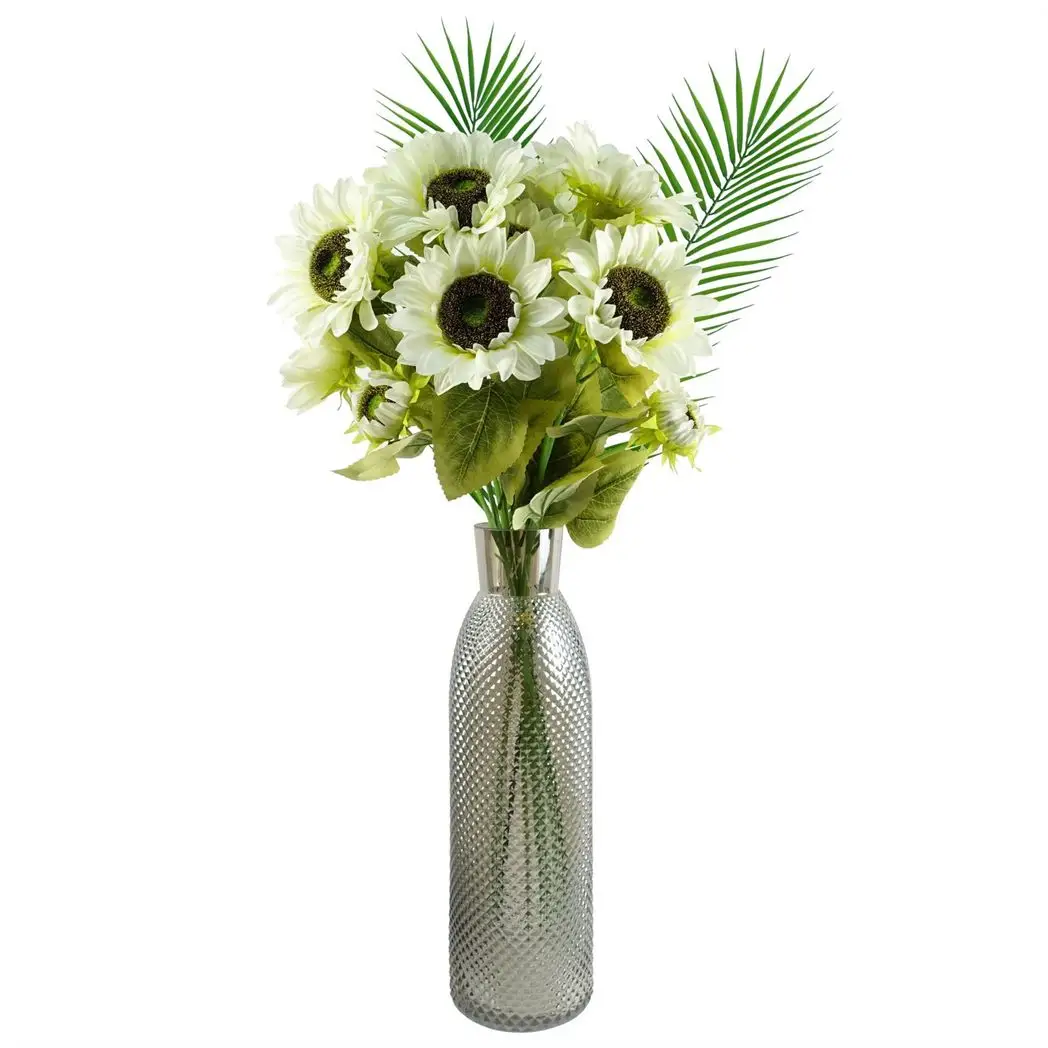 50cm Smoke Grey Diamond Tall Glass Vase by Leaf