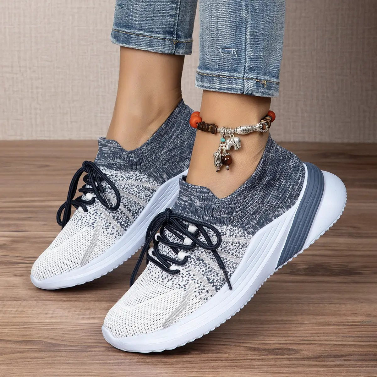 New Lace-up Sports Shoes Women Color-matching Breathable Mesh Shoes Running Walking Casual Sneakers by Dropshipman