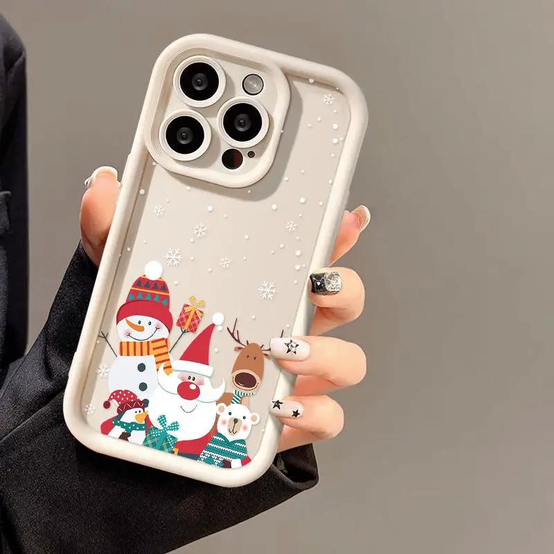 Cute Santa Claus Phone Case Frosted Advanced Christmas Pattern Case For Phone Shockproof Soft Silicone Phone Cover by Dropshipman