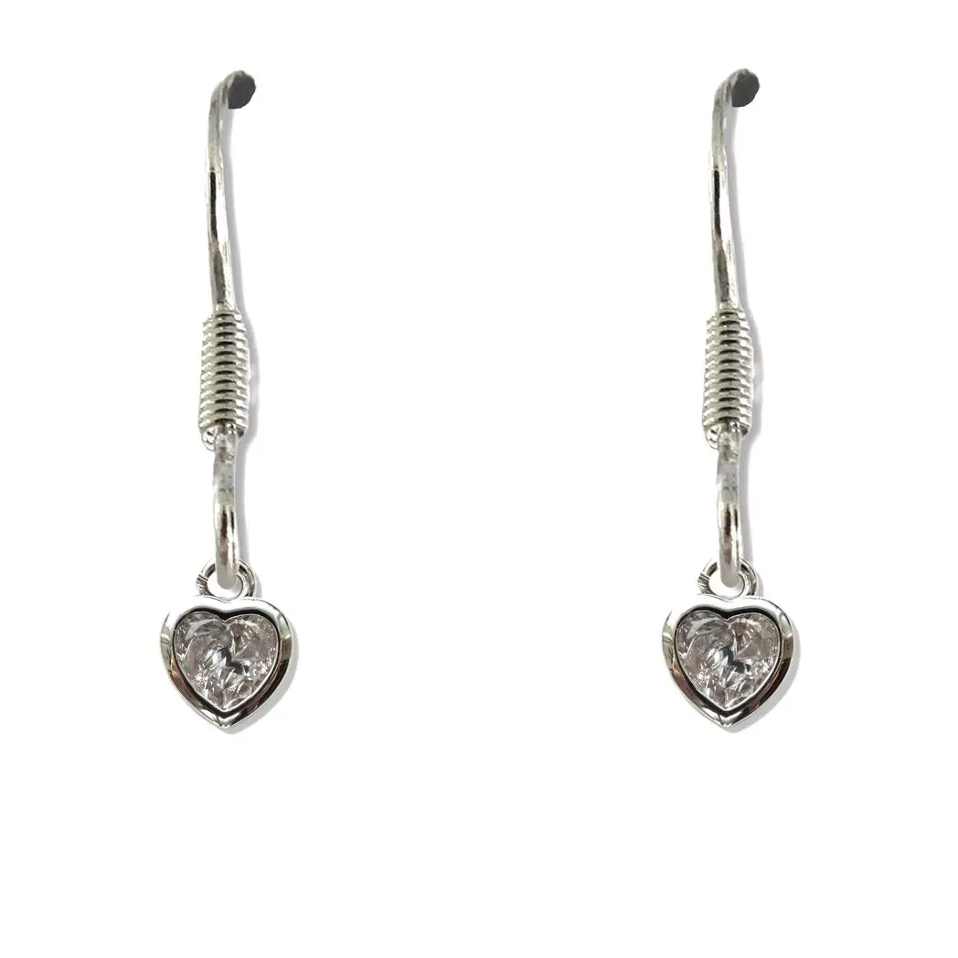 Cubic Zirconia Heart Drop Earrings by Aye Do Gifts
