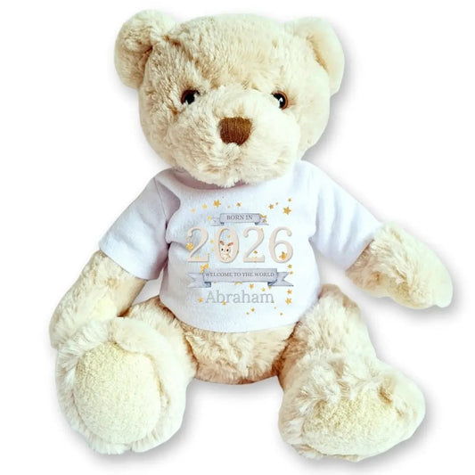 Personalised Luxury Teddy | Welcome to the World 2026 T-Shirt by Aye Do Gifts