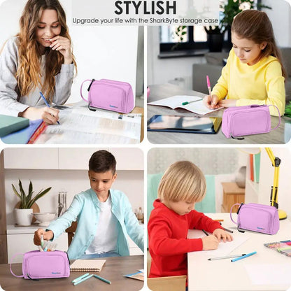 Large Capacity Pencil Case 3 Compartment Stationery Pouches Makeup Bag Storage by All Mart Bristol Ltd