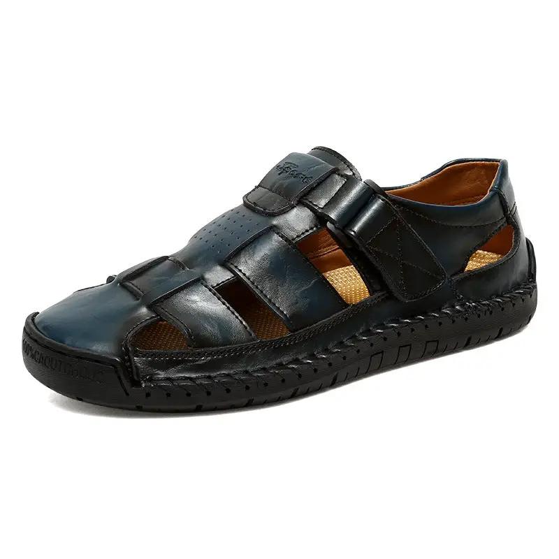 Handmade Stitching Leather Casual Beach Men's Sandals by Dropshipman