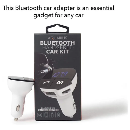 Aquarius Bluetooth Car Adapter FM Transmitter Hands-free Calling Car Kit, White by Aquarius