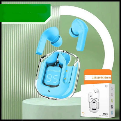 New Mini Transparent Wireless Bluetooth Headset Digital Display ENC Noise Reduction True Wireless Sports Music by Dropshipman