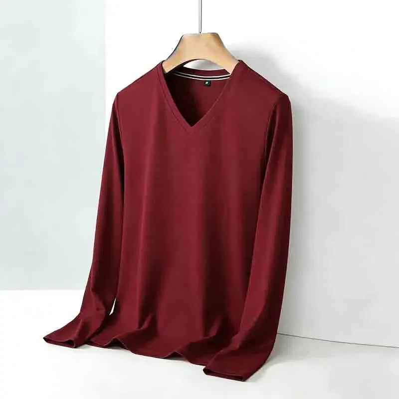 All-season Men's Light Gray V-neck Long Sleeve Knitwear Comfortable Casual Pullover for All Occasions by All Mart Bristol Ltd