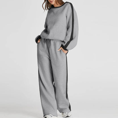 Cross-Border Spring and Autumn Casual Elegant Simple Color-Block Long Sleeve Fashion Loose Commuter Style Base Pullover Sweatshi by All Mart Bristol Ltd