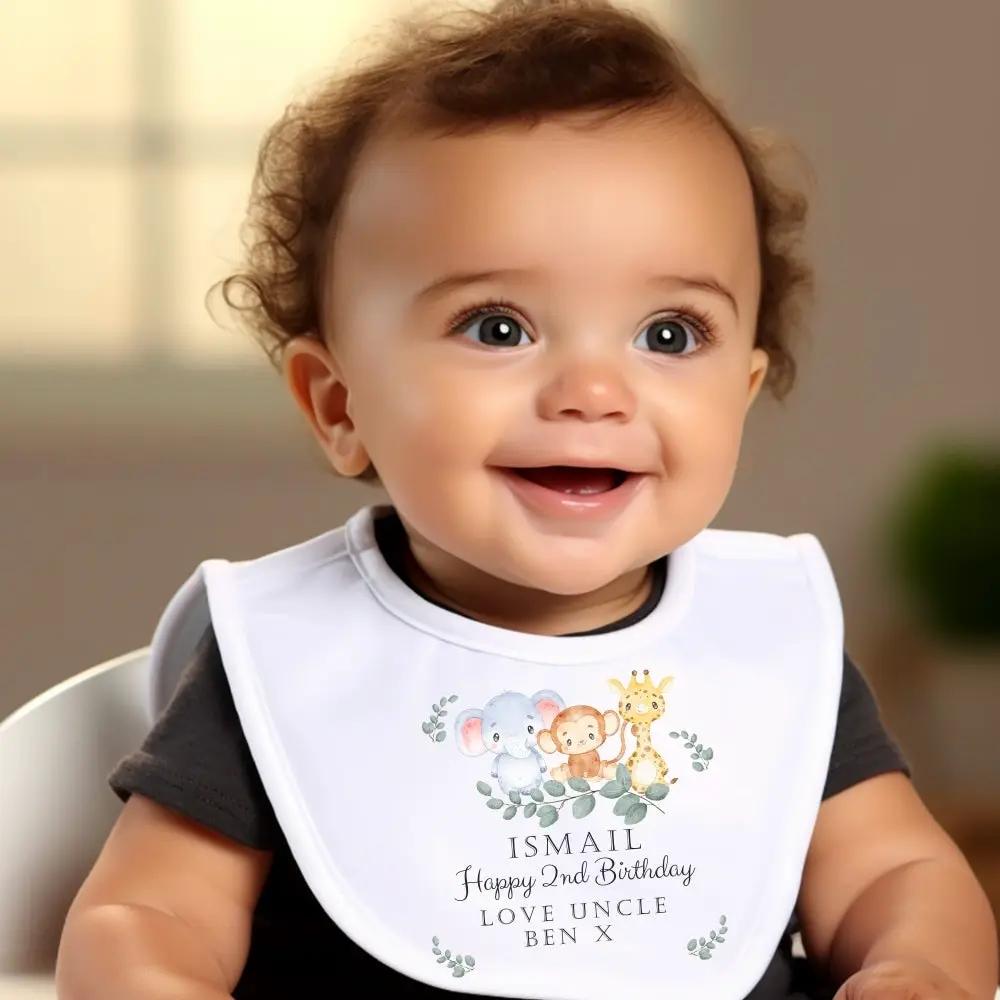 Personalised Animals Boys Birthday Baby Outfit: Bib, Vest, Grow by Aye Do Gifts