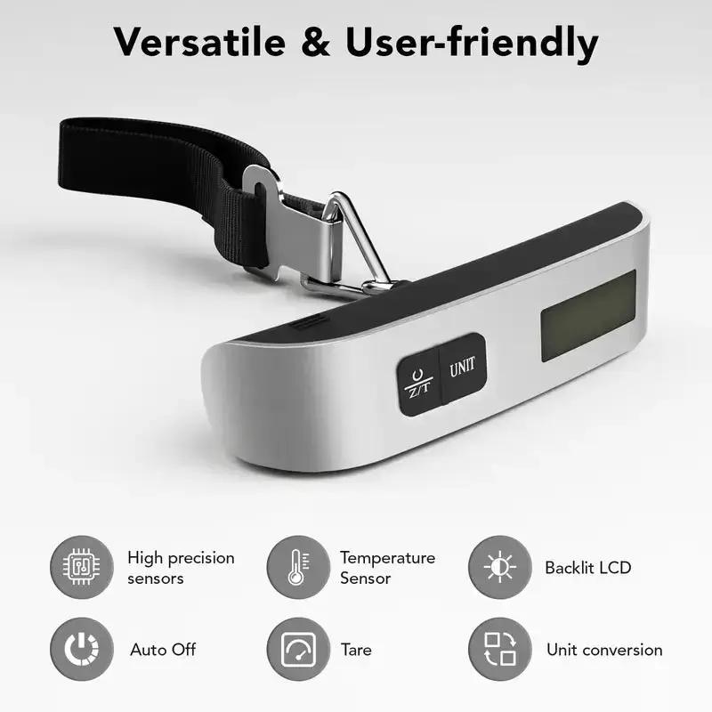 PQRQP Portable Digital Luggage Scale, Pet Scale for Accurate Weighing, 110Lbs Hanging Baggage Scale with Backlit LCD Display, Portable Suitcase Weighing Scale, Travel Luggage Weight Scale with Hook, Strong Straps for Travelers by All Mart Bristol Ltd