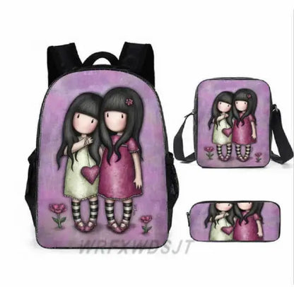 2026 Popular Youthful Anime Santoro Gorjuss 3D Print 3pcs/Set Student Travel bags Laptop Daypack Backpack Shoulder Bag Pencil by All Mart Bristol Ltd