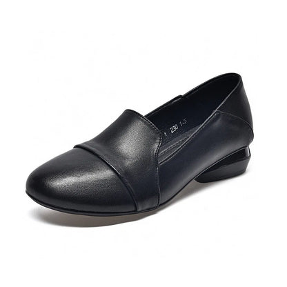 Women's shoes 2026 autumn low heel round toe flat shoes women's work shoes soft leather shallow mouth women's four season shoes by All Mart Bristol Ltd