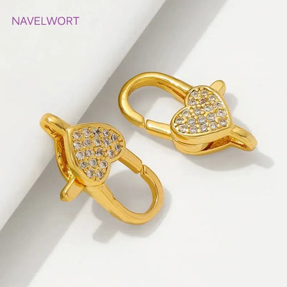 18K Gold Plated Inlaid Zircon Heart Lobster Clasps,Connectors For Jewelry,Clasp For Bracelet,DIY Jewelry Making Accessories by All Mart Bristol Ltd