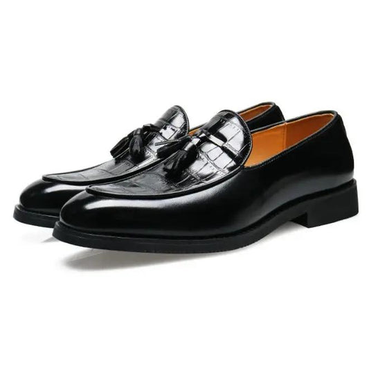 Mens Pointed-Toe British-Style Business-Casual Slip-On Leather Shoes by Dropshipman