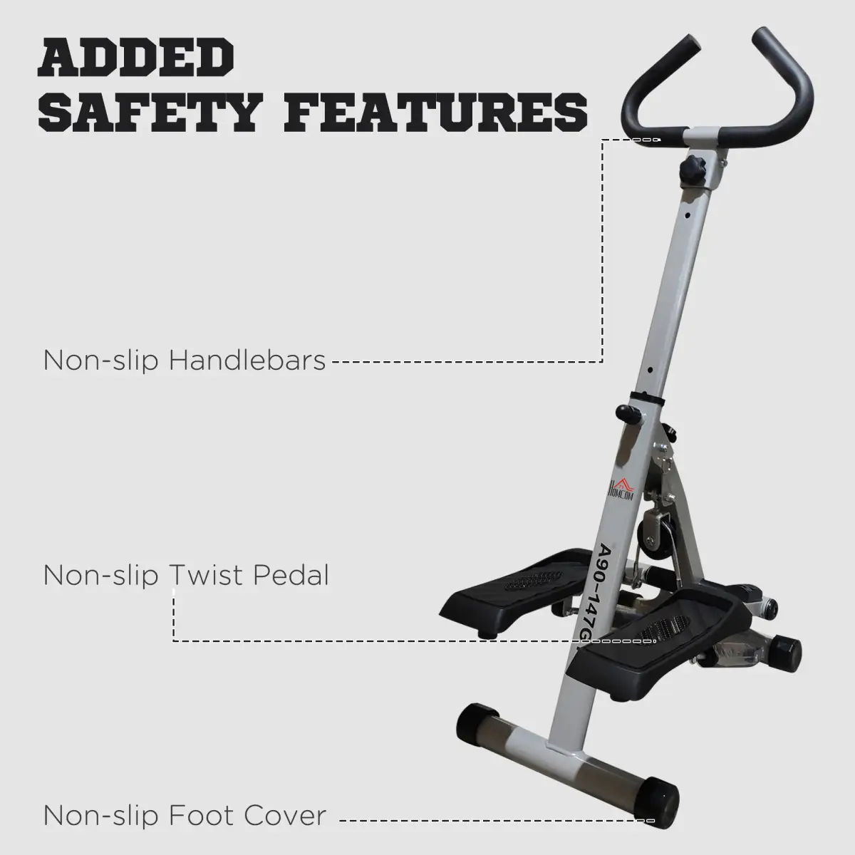 Foldable Stepper Adjustable Step Machine w/ Handlebar LCD Display, Grey HOMCOM by Unbranded