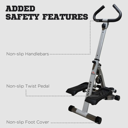 Foldable Stepper Adjustable Step Machine w/ Handlebar LCD Display, Grey HOMCOM by Unbranded