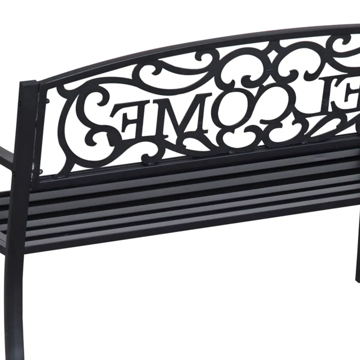 126Lx60Wx85H cm Steel Bench-Black by Outsunny
