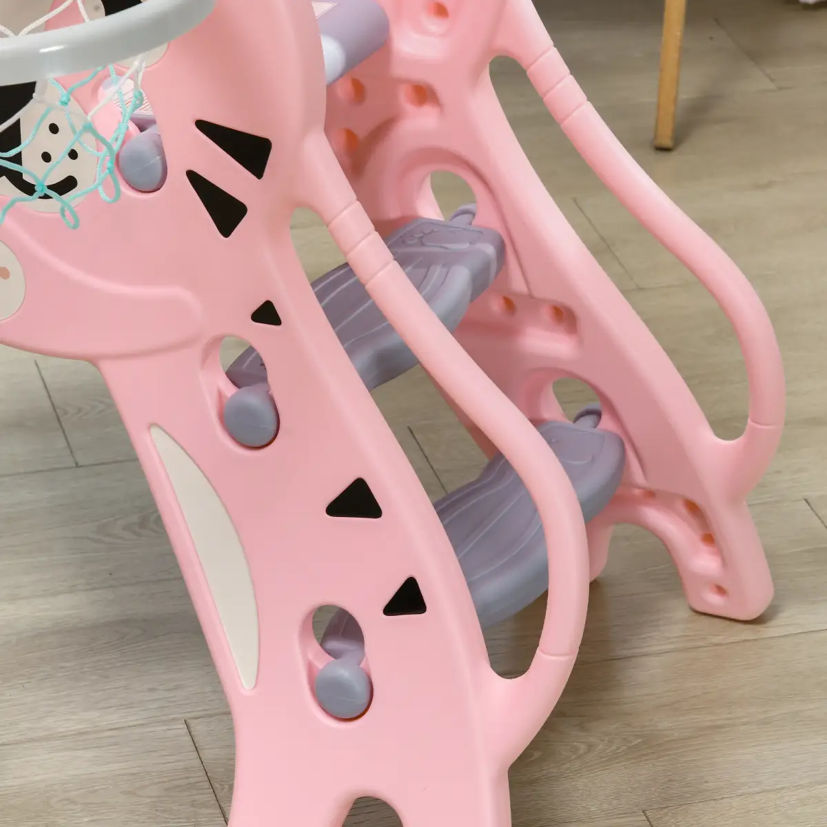 AIYAPLAY Kids Slide with Basketball Hoop, Basketball, for 18-36 Months, Pink by AIYAPLAY